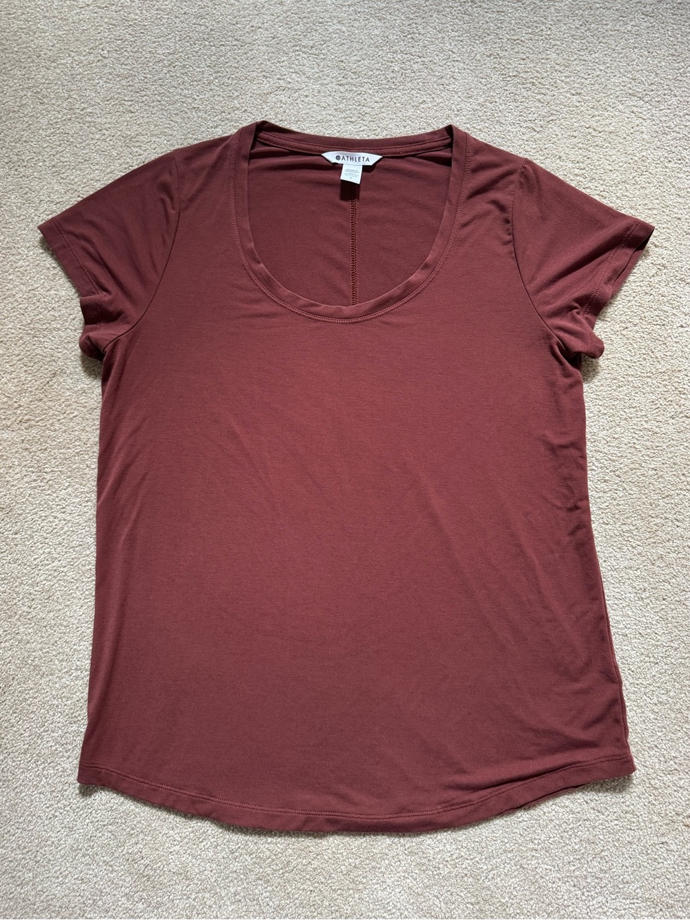 Athleta Scoop Neck Short Sleeve Tee - Brick